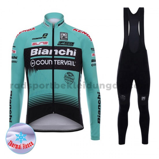Radtrikot Langarm + Trägerhose Lange 2017 Bianchi Countervail Winter Thermal Fleece M001