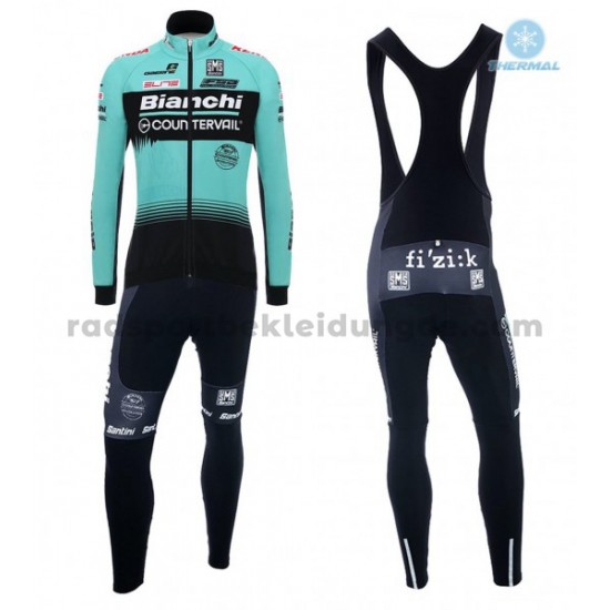 Radtrikot Langarm + Trägerhose Lange 2018 Bianchi Countervail Winter Thermal Fleece M001