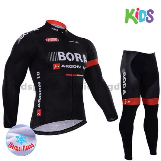 Radtrikot Langarm + Radhose Lange 2017 Bora-Hansgrohe Kinder Winter Thermal Fleece M003