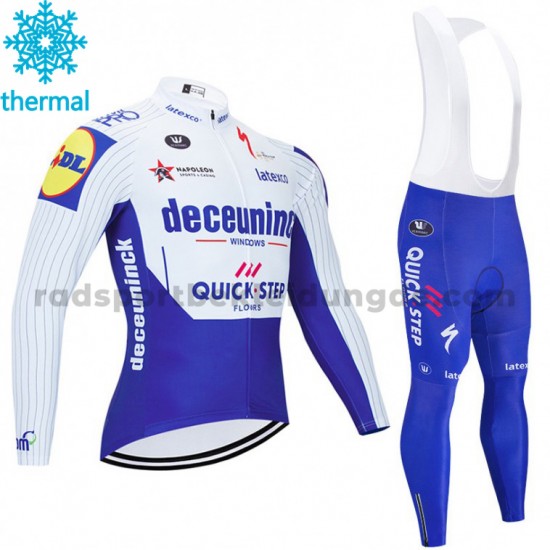 Radtrikot Langarm + Trägerhose Lange 2020 Deceuninck–Quick-Step Winter Thermal Fleece M001