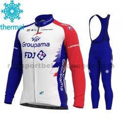 Radtrikot Langarm + Trägerhose Lange 2021 Groupama-FDJ Winter Thermal Fleece M001