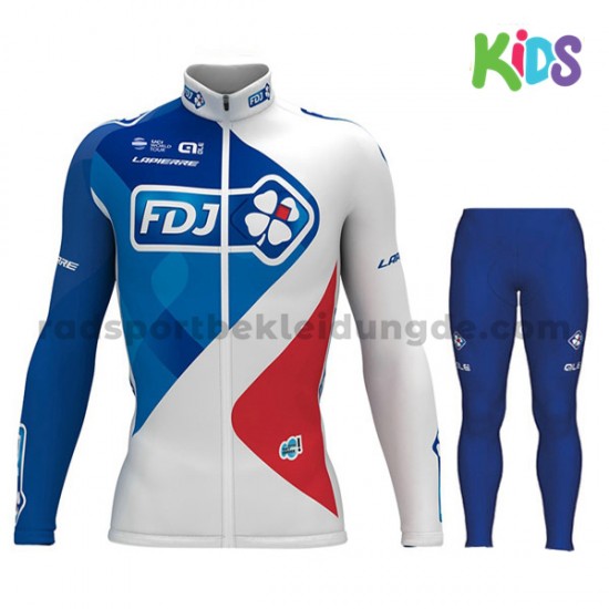 Radtrikot Langarm + Radhose Lange 2017 FDJ Kinder M001