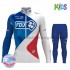 Radtrikot Langarm + Radhose Lange 2017 FDJ Kinder Winter Thermal Fleece M001