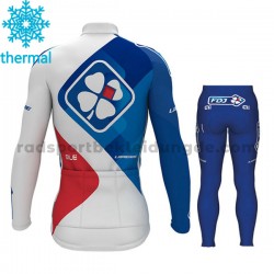 Radtrikot Langarm + Radhose Lange 2017 FDJ Kinder Winter Thermal Fleece M001