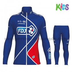 Radtrikot Langarm + Radhose Lange 2017 FDJ Kinder M002