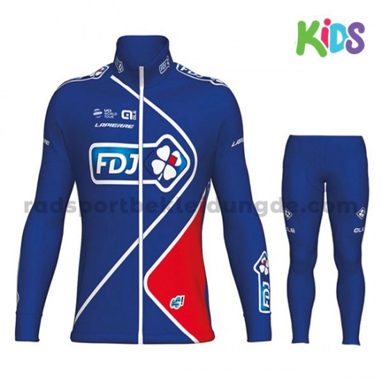 Radtrikot Langarm + Radhose Lange 2017 FDJ Kinder M002
