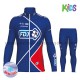 Radtrikot Langarm + Radhose Lange 2017 FDJ Kinder Winter Thermal Fleece M002