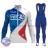 Radtrikot Langarm + Trägerhose Lange 2017 FDJ Winter Thermal Fleece M001