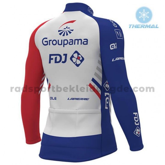 Radtrikot Langarm + Trägerhose Lange 2018 FDJ Winter Thermal Fleece M001