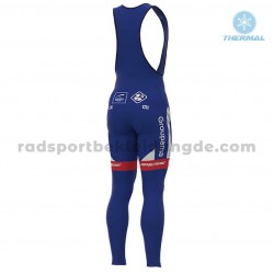 Radtrikot Langarm + Trägerhose Lange 2018 FDJ Winter Thermal Fleece M001