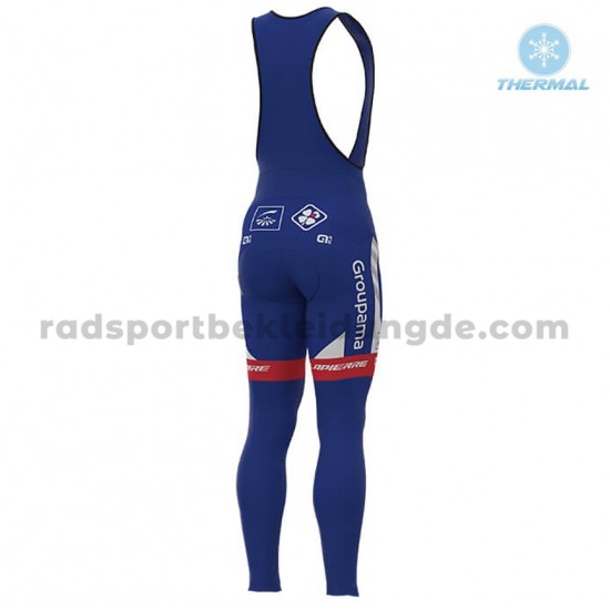 Radtrikot Langarm + Trägerhose Lange 2018 FDJ Winter Thermal Fleece M001