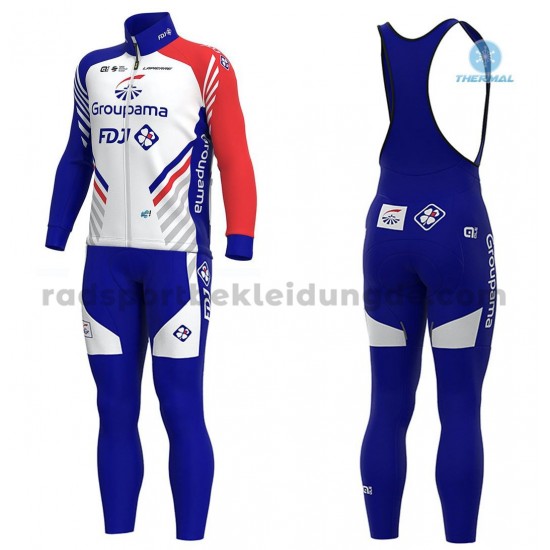 Radtrikot Langarm + Trägerhose Lange 2020 Groupama–FDJ Winter Thermal Fleece M001
