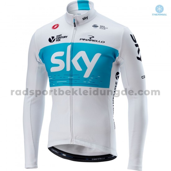 Radtrikot Langarm + Trägerhose Lange 2018 Team Sky Winter Thermal Fleece M001