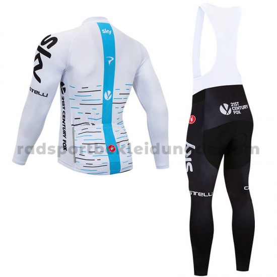 Radtrikot Langarm + Trägerhose Lange 2018 Team Sky Winter Thermal Fleece M001