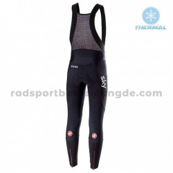 Radtrikot Langarm + Trägerhose Lange 2018 Team Sky Winter Thermal Fleece M001