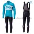 Radtrikot Langarm + Trägerhose Lange 2018 Team Sky Winter Thermal Fleece M002