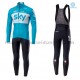 Radtrikot Langarm + Trägerhose Lange 2018 Team Sky Winter Thermal Fleece M002