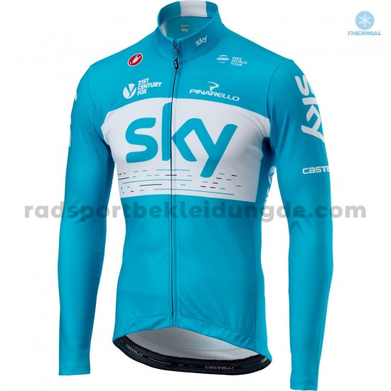 Radtrikot Langarm + Trägerhose Lange 2018 Team Sky Winter Thermal Fleece M002