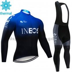 Radtrikot Langarm + Trägerhose Lange 2019 TEAM INEOS Winter Thermal Fleece M002