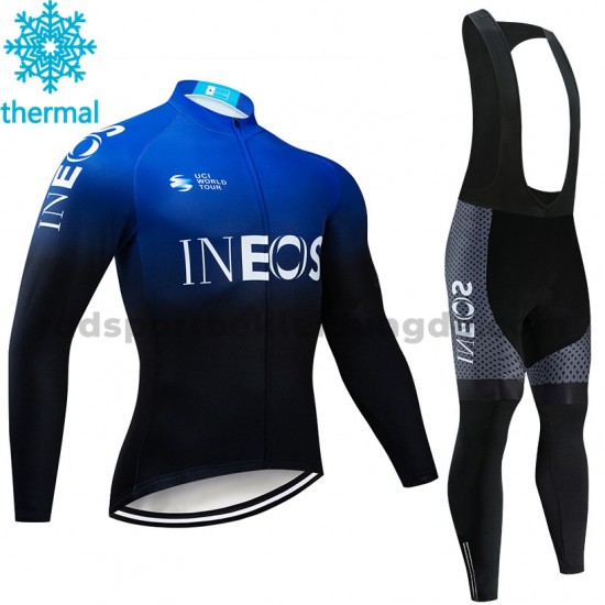 Radtrikot Langarm + Trägerhose Lange 2019 TEAM INEOS Winter Thermal Fleece M002