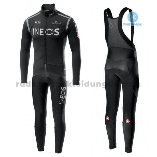 Radtrikot Langarm + Trägerhose Lange 2020 TEAM INEOS Winter Thermal Fleece M002