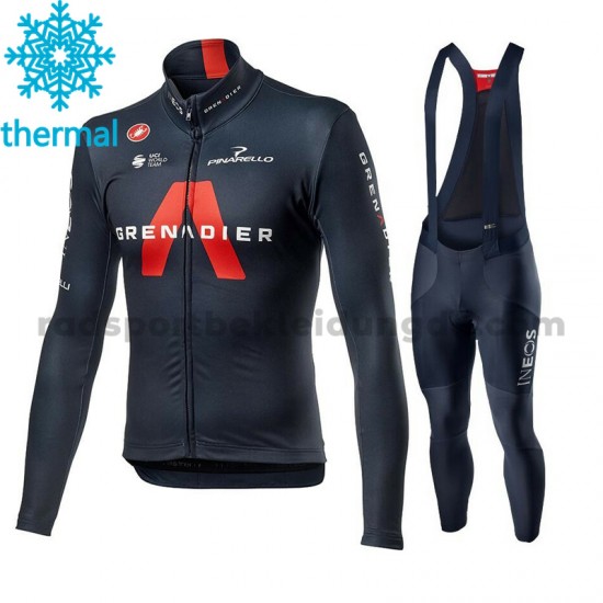 Radtrikot Langarm + Trägerhose Lange 2021 Ineos Grenadiers Winter Thermal Fleece M001