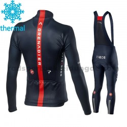 Radtrikot Langarm + Trägerhose Lange 2021 Ineos Grenadiers Winter Thermal Fleece M001