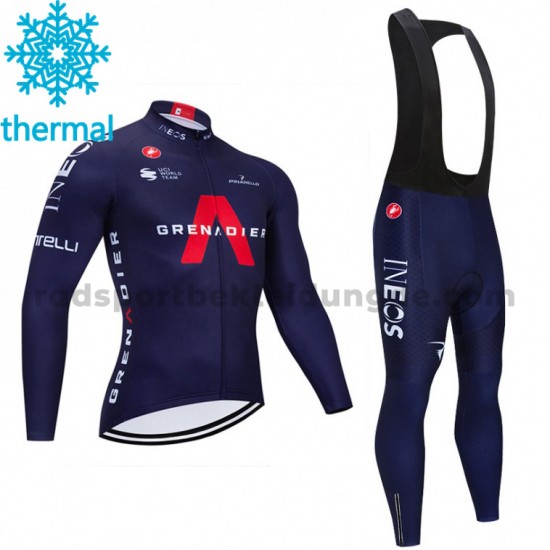 Radtrikot Langarm + Trägerhose Lange 2021 Ineos Grenadiers Winter Thermal Fleece M003