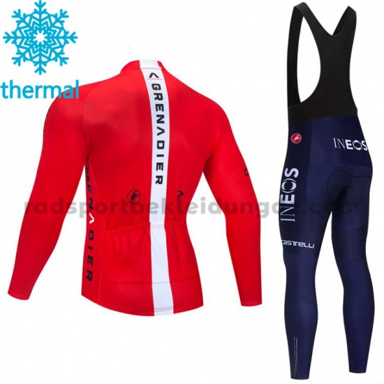 Radtrikot Langarm + Trägerhose Lange 2021 Ineos Grenadiers Winter Thermal Fleece M005