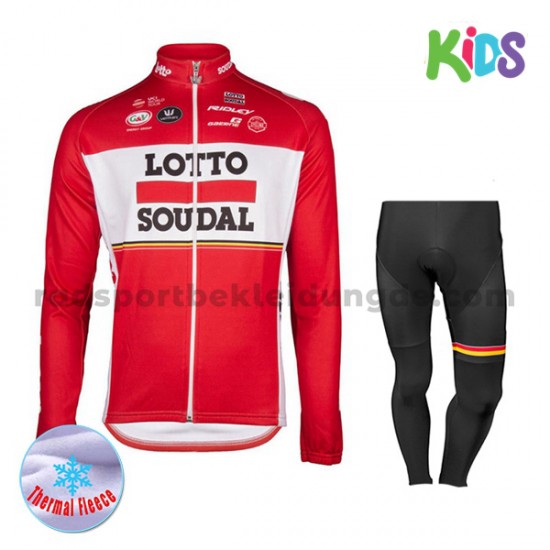 Radtrikot Langarm + Radhose Lange 2017 Lotto Soudal Kinder Winter Thermal Fleece M001