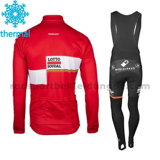 Radtrikot Langarm + Trägerhose Lange 2017 Lotto Soudal Winter Thermal Fleece M001