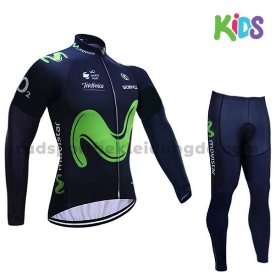 Radtrikot Langarm + Radhose Lange 2017 Movistar Team Kinder M001