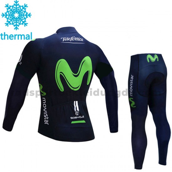 Radtrikot Langarm + Radhose Lange 2017 Movistar Team Kinder Winter Thermal Fleece M001