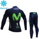 Radtrikot Langarm + Radhose Lange 2017 Movistar Team Kinder Winter Thermal Fleece M001