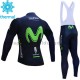 Radtrikot Langarm + Trägerhose Lange 2017 Movistar Team Winter Thermal Fleece M001