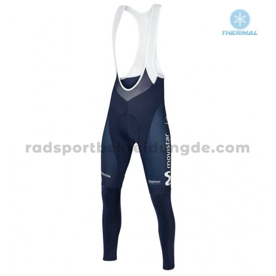 Radtrikot Langarm + Trägerhose Lange 2018 Movistar Team Winter Thermal Fleece M001
