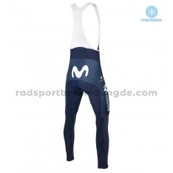 Radtrikot Langarm + Trägerhose Lange 2018 Movistar Team Winter Thermal Fleece M001