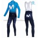 Radtrikot Langarm + Trägerhose Lange 2019 Movistar Team Winter Thermal Fleece M001