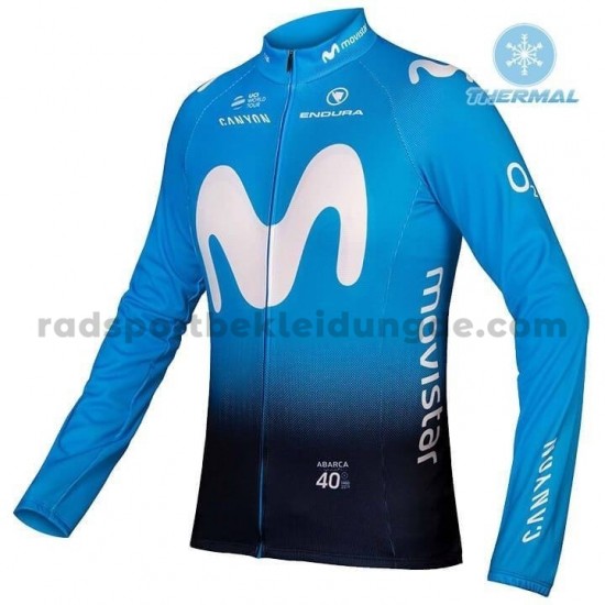 Radtrikot Langarm + Trägerhose Lange 2019 Movistar Team Winter Thermal Fleece M001