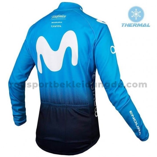 Radtrikot Langarm + Trägerhose Lange 2019 Movistar Team Winter Thermal Fleece M001