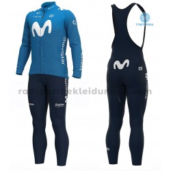 Radtrikot Langarm + Trägerhose Lange 2020 Movistar Team Winter Thermal Fleece M001