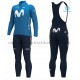 Radtrikot Langarm + Trägerhose Lange 2020 Movistar Team Winter Thermal Fleece M001