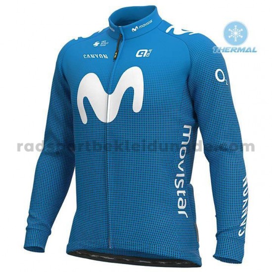 Radtrikot Langarm + Trägerhose Lange 2020 Movistar Team Winter Thermal Fleece M001