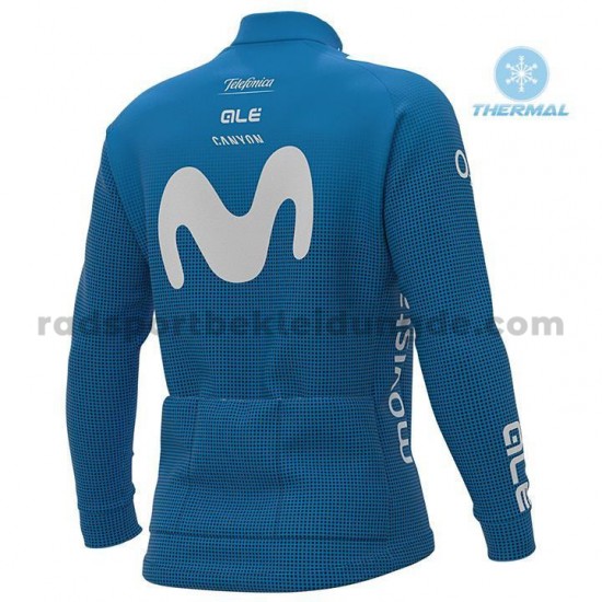 Radtrikot Langarm + Trägerhose Lange 2020 Movistar Team Winter Thermal Fleece M001