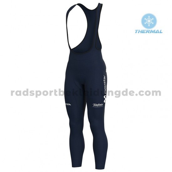 Radtrikot Langarm + Trägerhose Lange 2020 Movistar Team Winter Thermal Fleece M001