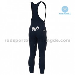 Radtrikot Langarm + Trägerhose Lange 2020 Movistar Team Winter Thermal Fleece M001