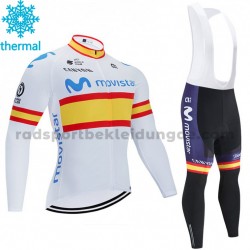 Radtrikot Langarm + Trägerhose Lange 2020 Movistar Team Winter Thermal Fleece M002