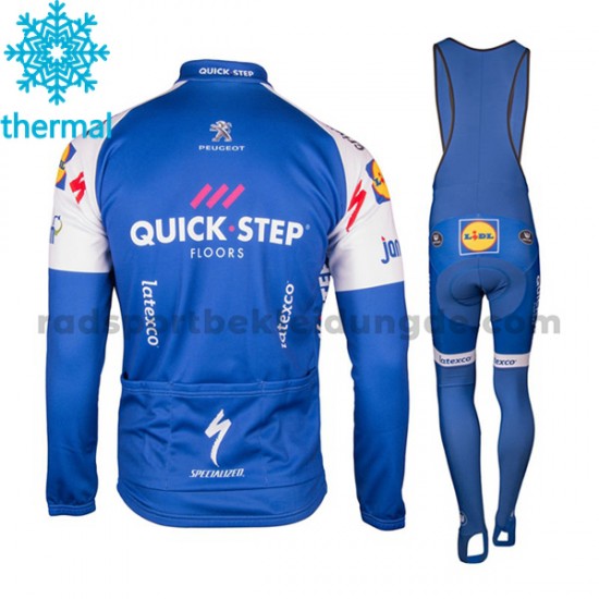 Radtrikot Langarm + Trägerhose Lange 2017 Quick-Step Floors Winter Thermal Fleece M001