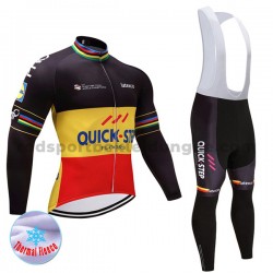 Radtrikot Langarm + Trägerhose Lange 2017 Quick-Step Floors Winter Thermal Fleece M002