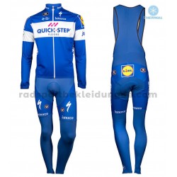 Radtrikot Langarm + Trägerhose Lange 2018 Quick Step Floors Winter Thermal Fleece M001